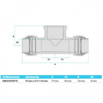 Sharkbite T-Aufschraubverbinder SBE031515F15