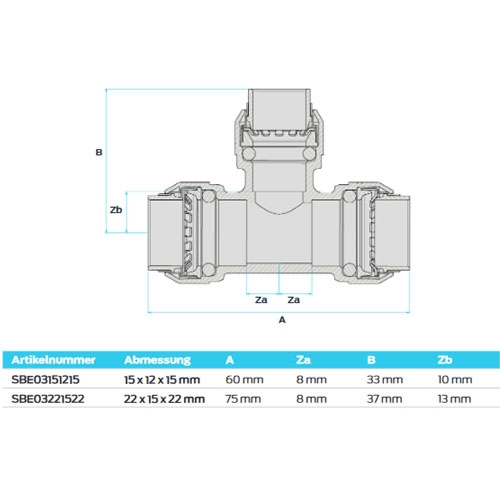 Sharkbite T-Reduzierverbinder SBE03221522