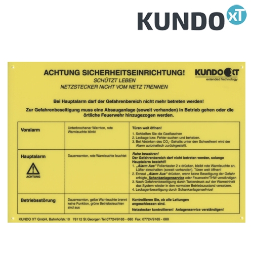 Kundo XT Betriebsschild