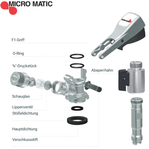 Ersatzteile für den Draftzapfkopf D von Micro Matic