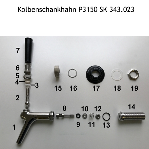 Ersatzteile für Kolbenschankhahn P3150 von Python Systems AG